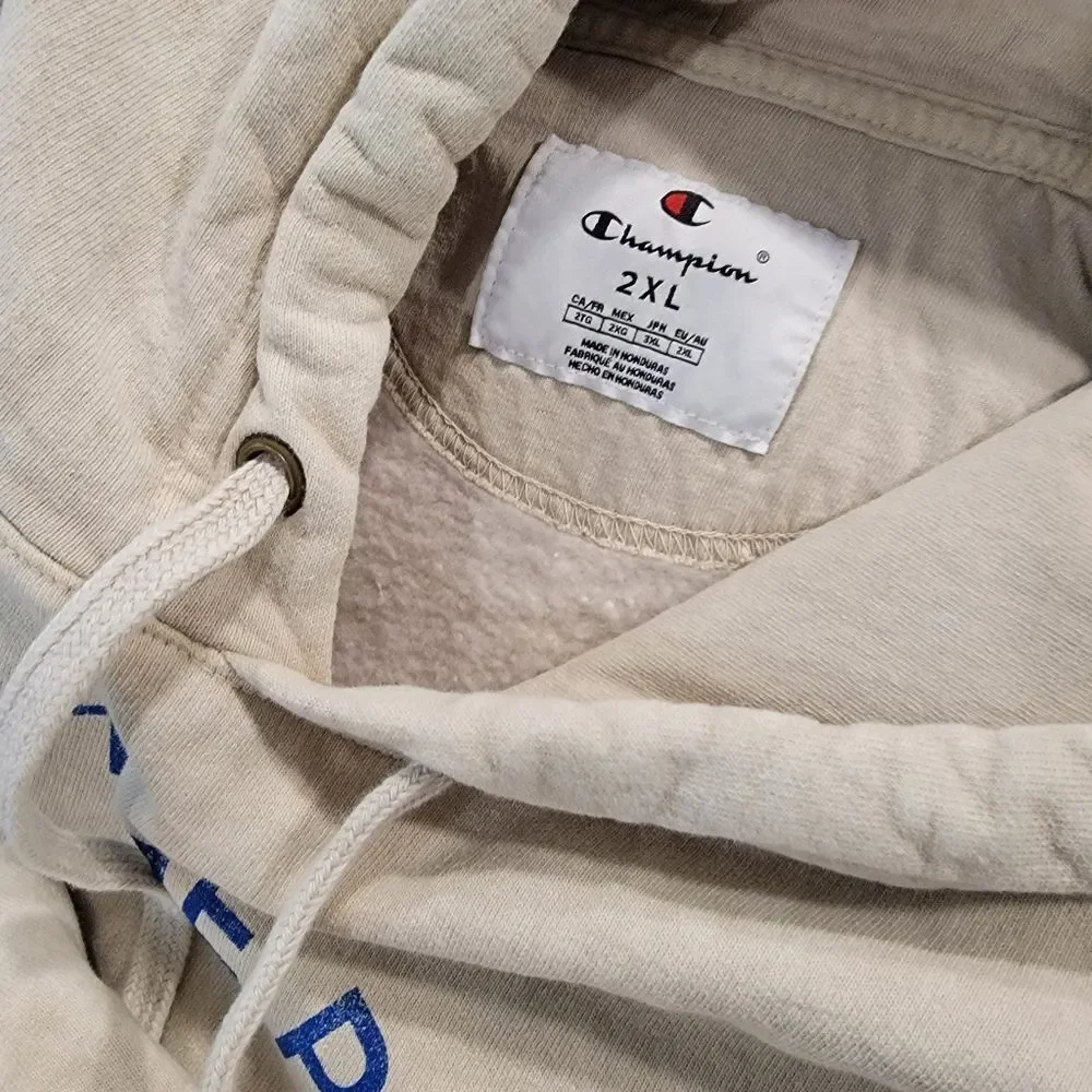 NWT Champion Beige Mineral Dye Graphic Hoodie Size 2XL